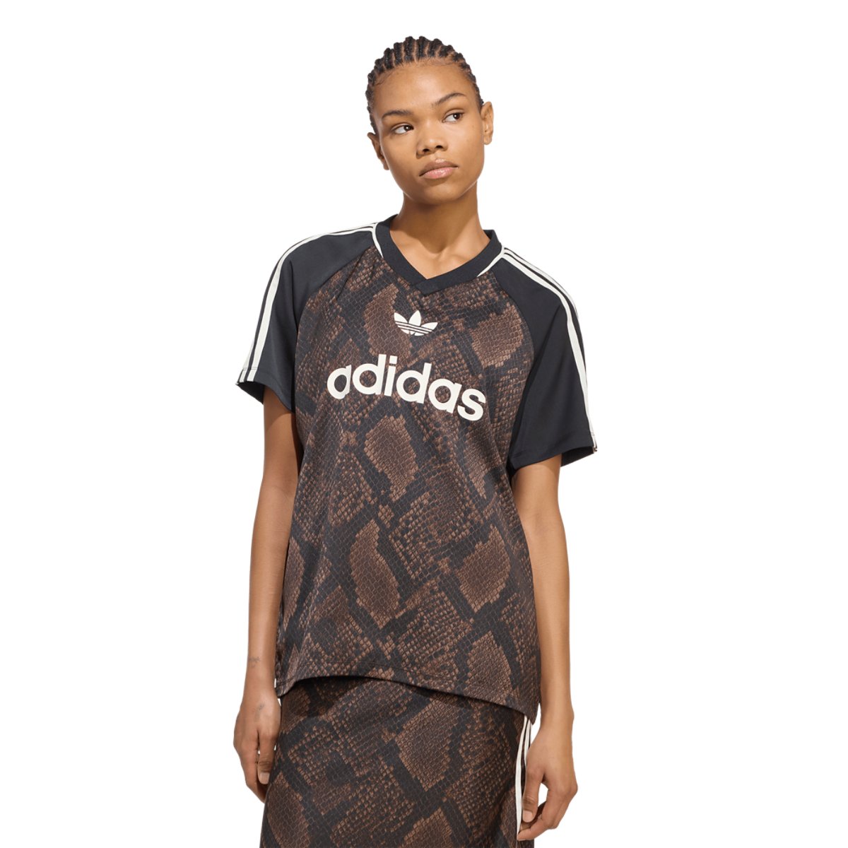 adidas Originals Snake Print Satin Short Sleeve Jersey