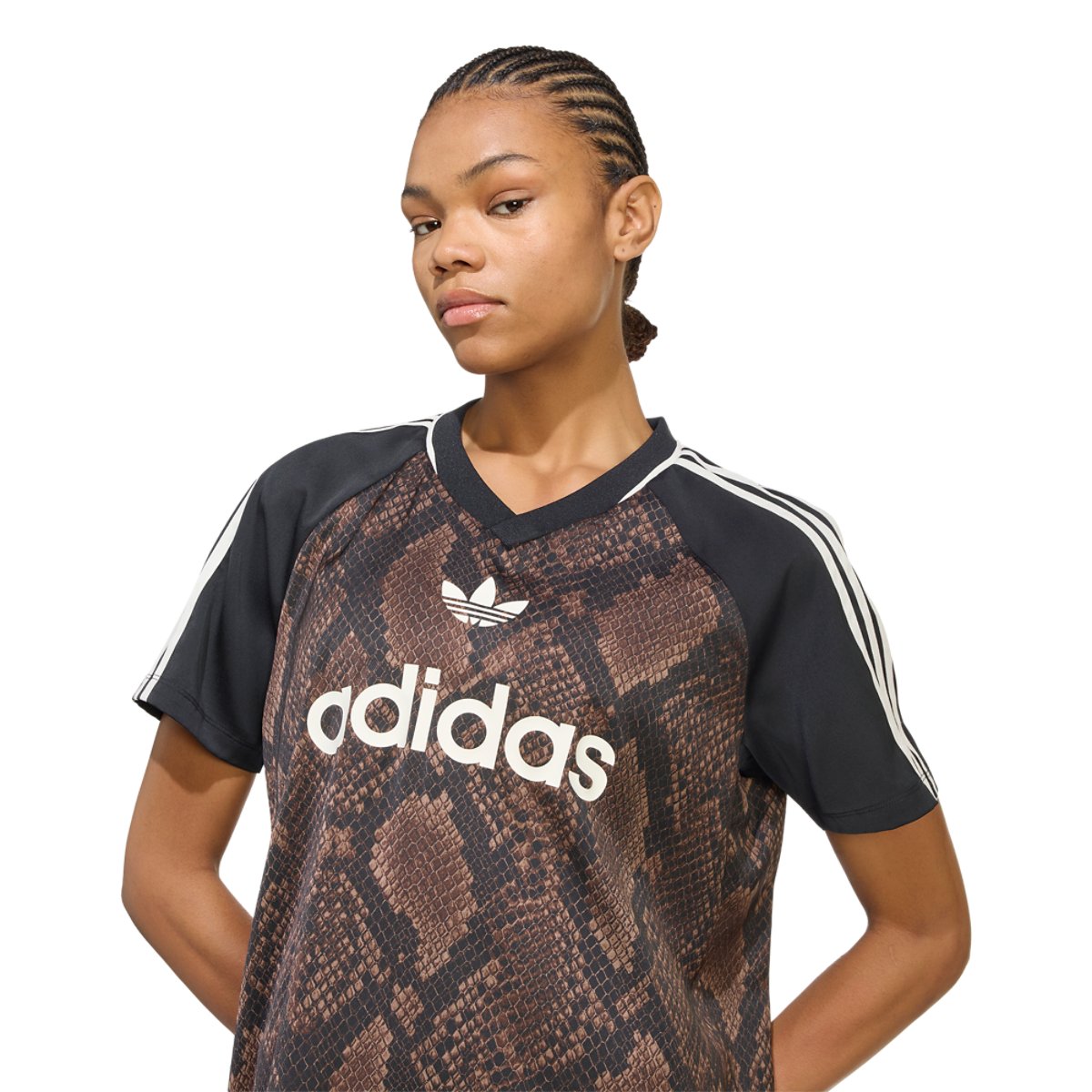 adidas Originals Snake Print Satin Short Sleeve Jersey