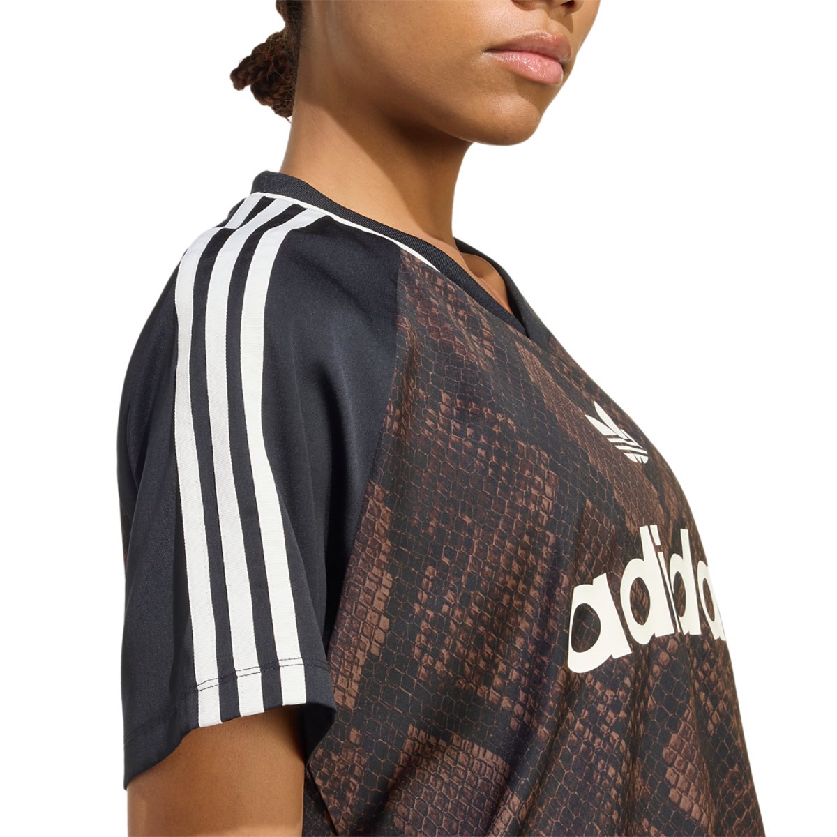 adidas Originals Snake Print Satin Short Sleeve Jersey